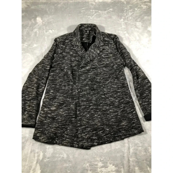 EILEEN FISHER Boucle Double Breasted Black & White Pocketed Cotton Blend XS - Picture 1 of 4